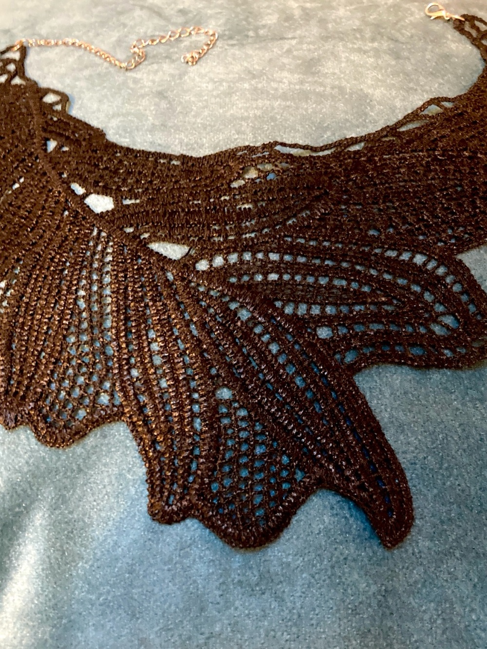 Handmade Black Crochet Collar Necklace Exquisite